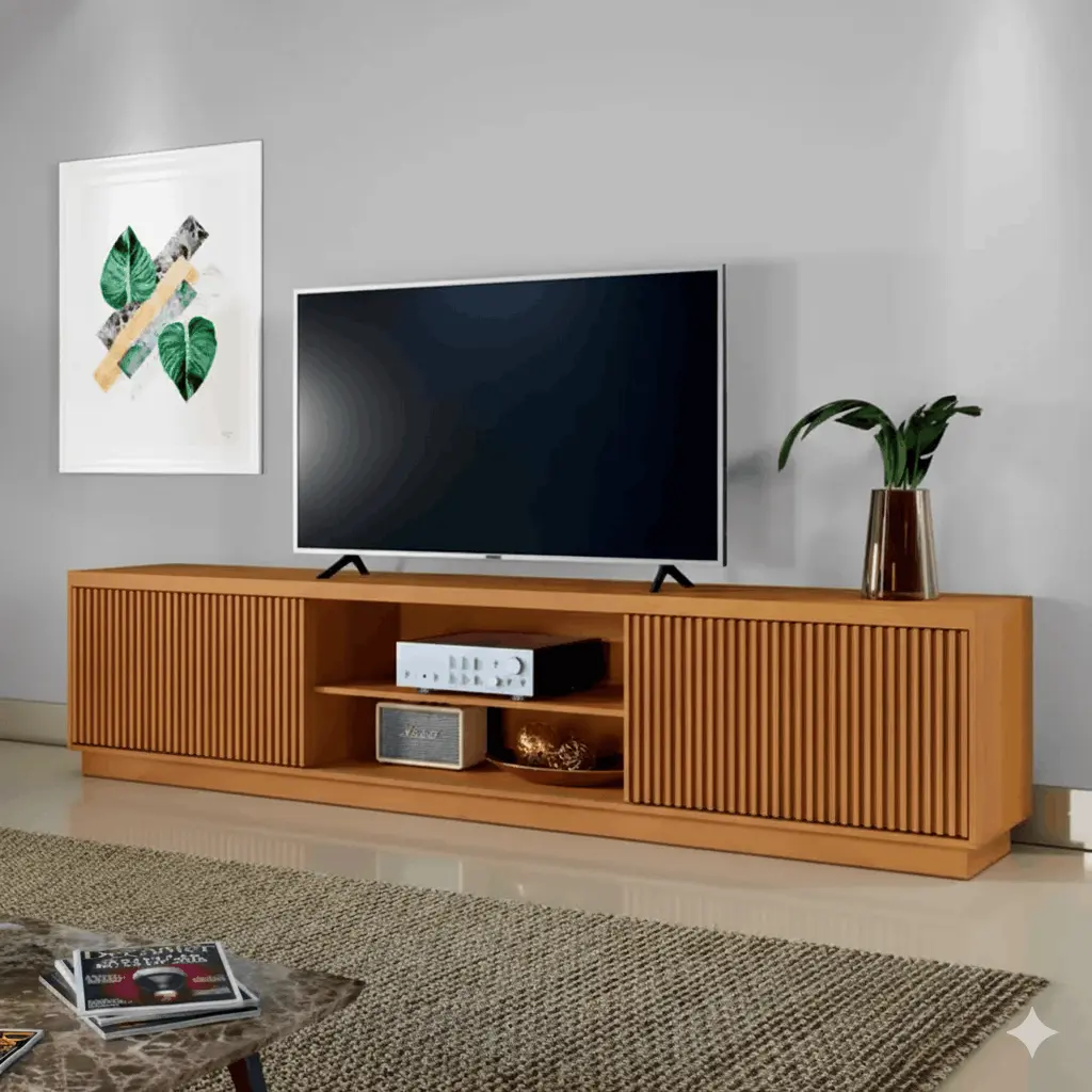 Rack para TV 75” Logan Naturalle 100% MDF Ripado com 2 Portas