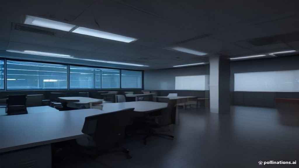 Professionals collaborating in a modern office with integrated AI technology.