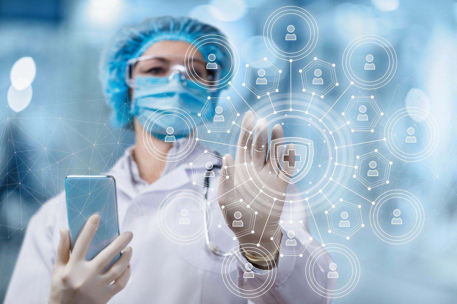Wearable health technology measuring vital signs.